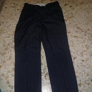 Men's 35% Wool Dress Pants Pleated Front R32 Dark Gray Cuffs